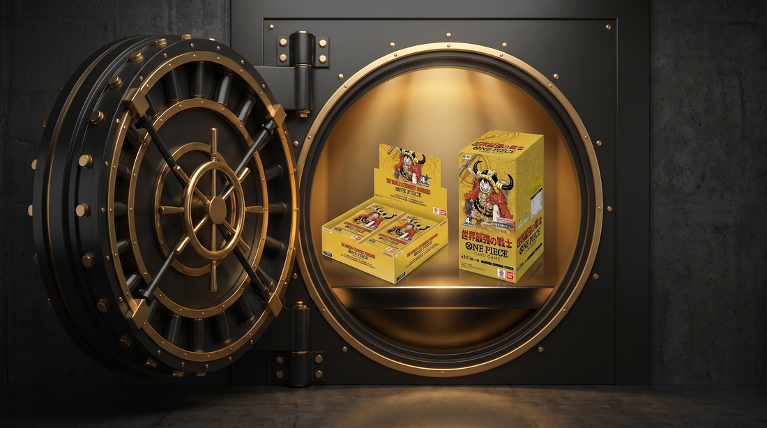 OP-17 English and Japanese One Piece booster boxes in a vault — where to buy One Piece cards in Saudi Arabia, PlayVault