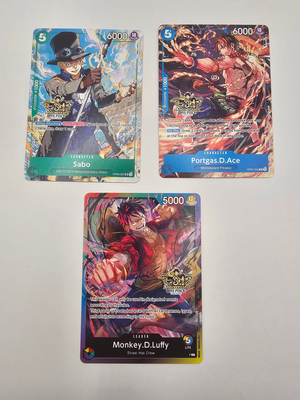 One Piece 3rd Anniversary Stamped Promo set of 3