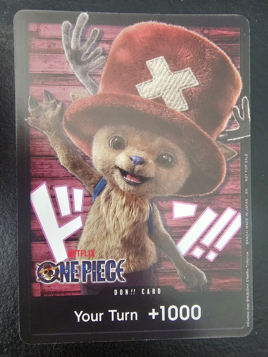 One Piece Card Game Netflix live-action Tony Tony Chopper DON!! promo card, close-up — PlayVault UAE