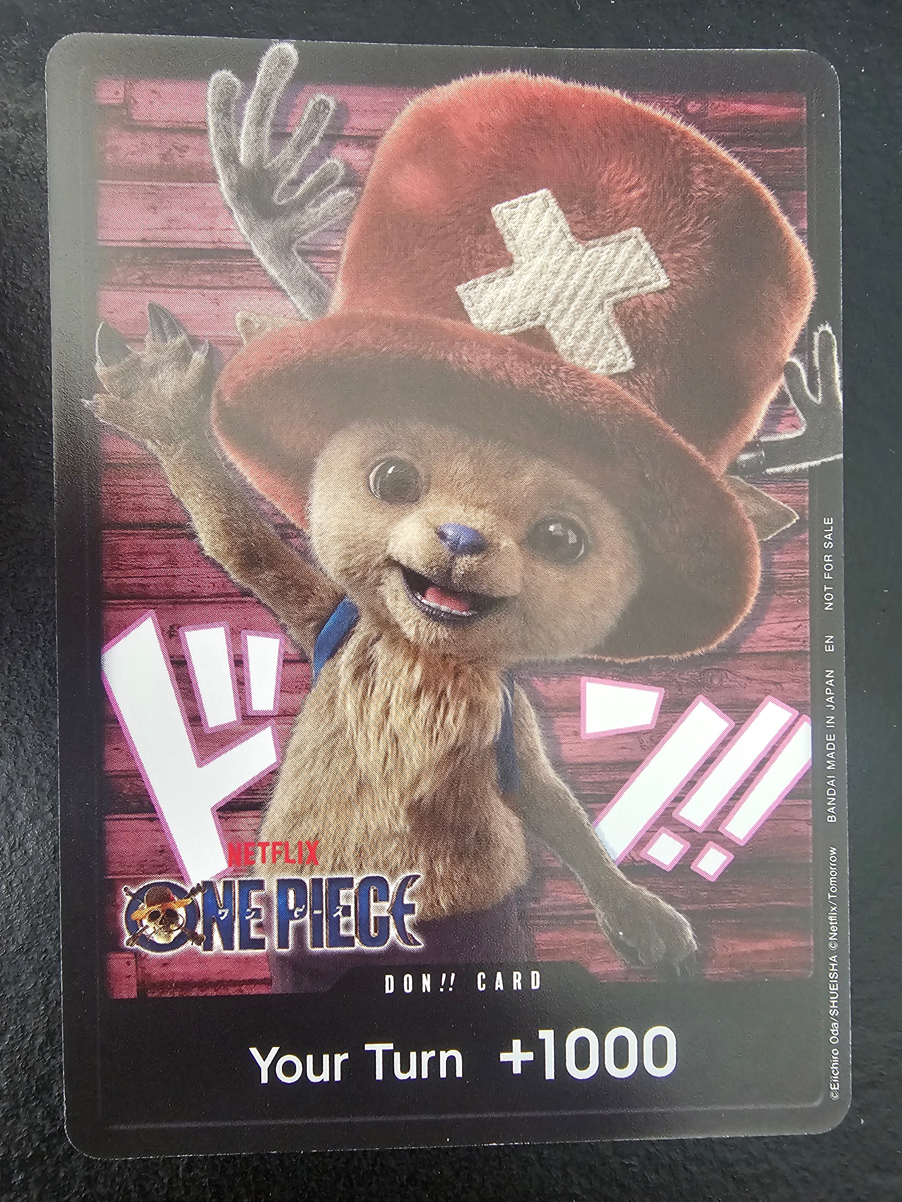 One Piece Card Game Netflix live-action Tony Tony Chopper DON!! promo card, close-up — PlayVault UAE