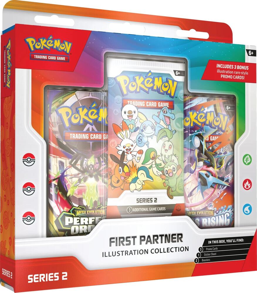Pokémon First Partner Illustration Collection Series 2 box — Johto, Unova and Galar starter promo cards