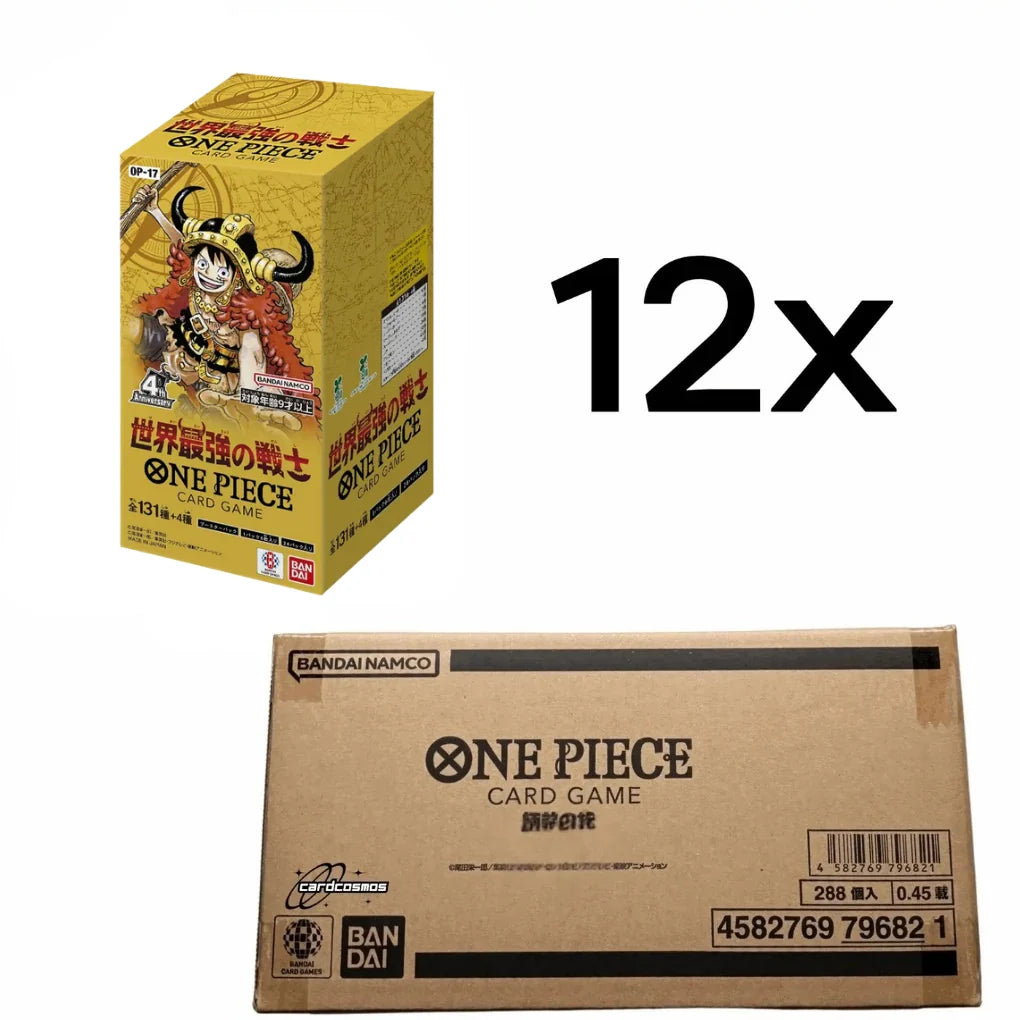 OP-17 The World's Strongest Warriors Japanese booster box case, 12 sealed boxes, factory sealed — PlayVault UAE