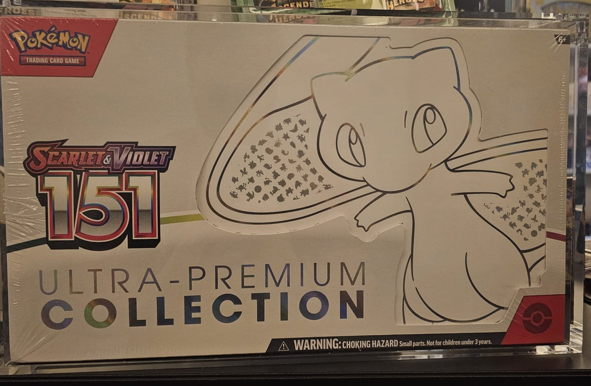 Pokémon TCG Scarlet & Violet 151 Ultra-Premium Collection in an acrylic case, product photo — PlayVault UAE