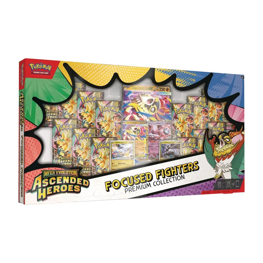 Ascended Heroes Focused Fighters Premium Collection, sealed with minor outer packaging damage — PlayVault UAE