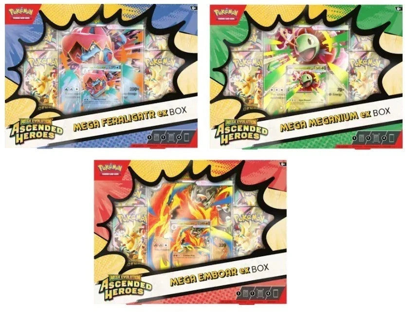 Ascended Heroes Mega ex Box (ME2.5) — Random Variant | Mega Meganium ex, Mega Emboar ex, or Mega Feraligatr ex