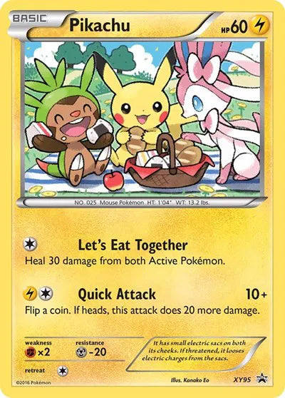 Pokémon Pikachu #XY95 promo, XY Black Star Promos, Heavily Played single — PlayVault UAE