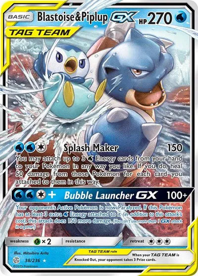 Cosmic Eclipse Blastoise & Piplup GX 38 - LP