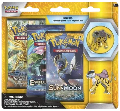 Pokémon TCG Legendary Beasts Collector Pin 3-Pack Blister, Raikou, factory sealed — PlayVault UAE