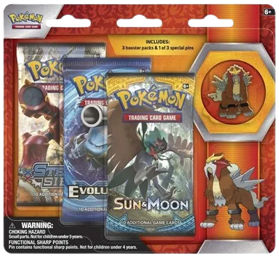 Pokémon TCG Legendary Beasts Collector Pin 3-Pack Blister, Entei, factory sealed — PlayVault UAE