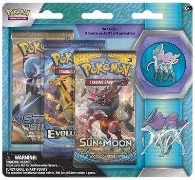 Pokémon TCG Legendary Beasts Collector Pin 3-Pack Blister, Suicune, factory sealed — PlayVault UAE