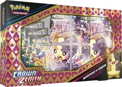 Crown Zenith Premium Playmat Collection with Morpeko V-UNION promos and Marnie playmat, factory sealed — PlayVault UAE