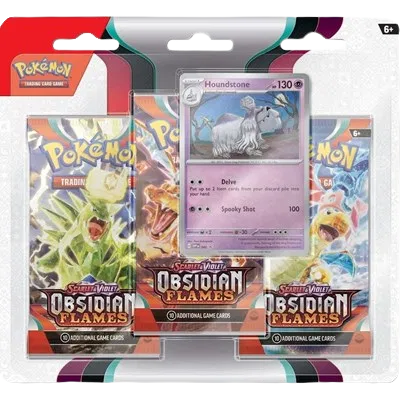 Obsidian Flames 3-pack blister, Houndstone promo variant, sealed — PlayVault UAE
