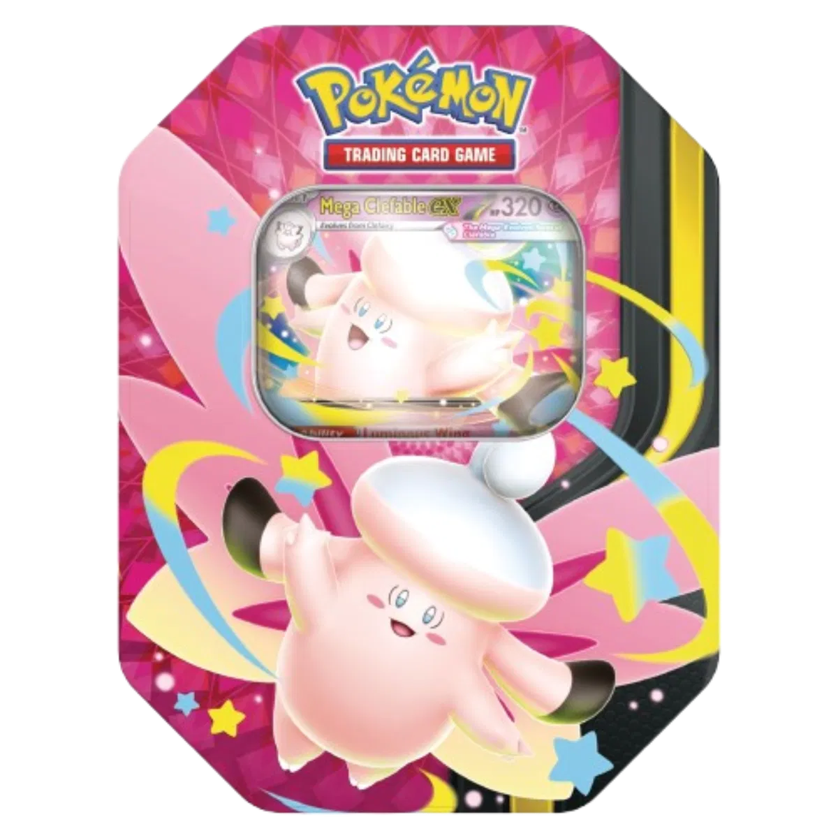 Pokemon Mega Moonlit Tin featuring Mega Clefable ex, factory-sealed English tin - PlayVault UAE