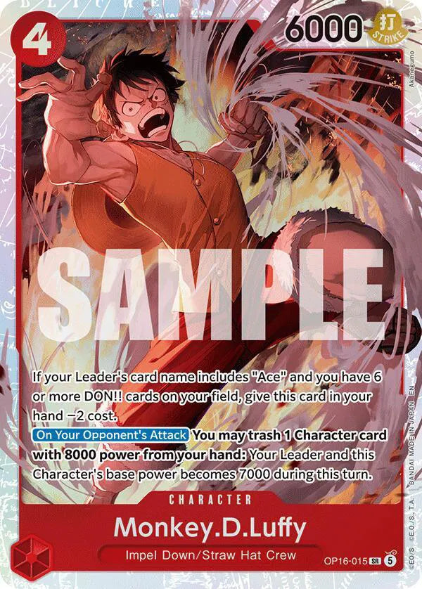 One Piece Card Game OP16-015 Monkey D. Luffy single card